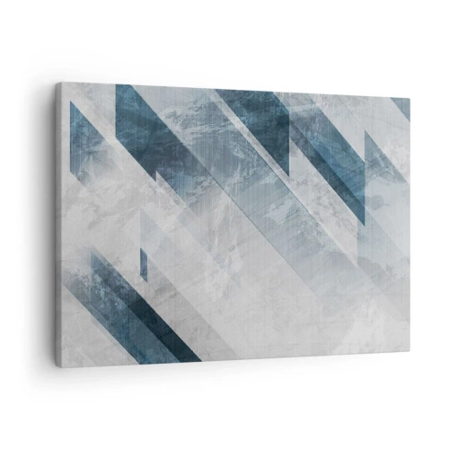 Quadro su tela - Stampe su Tela - Linee astratte in tonalità di grigio e blu - 70x50cm - Composizione spaziale: movimento in grigio - Decorazione murale moderna per soggiorno e camera da letto ARTTOR