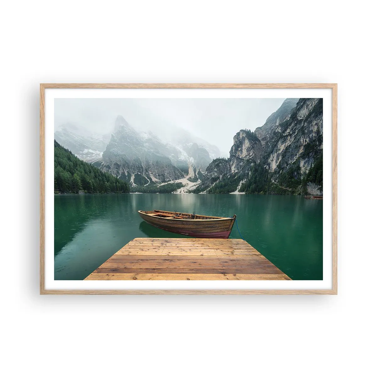 Poster in cornice rovere chiaro - E attorno le fiere rocce - 100x70 cm