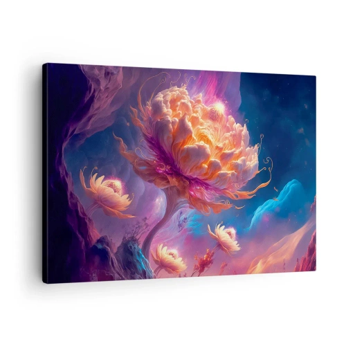 Quadro su tela - Stampe su Tela - Fiori fantastici in un paesaggio cosmico - 70x50cm - Un altro mondo - Decorazione murale moderna per soggiorno e camera da letto ARTTOR