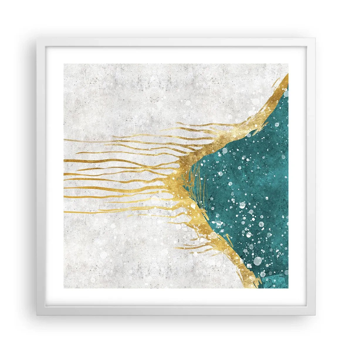 Poster in cornice bianca - Flusso dorato - 50x50 cm