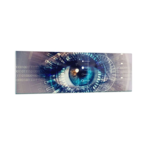 Quadro su vetro - Un occhio tecnologico con un'interfaccia futuristica - 160x50cm - Credi di conoscermi - Decorazione murale moderna per soggiorno e camera da letto ARTTOR