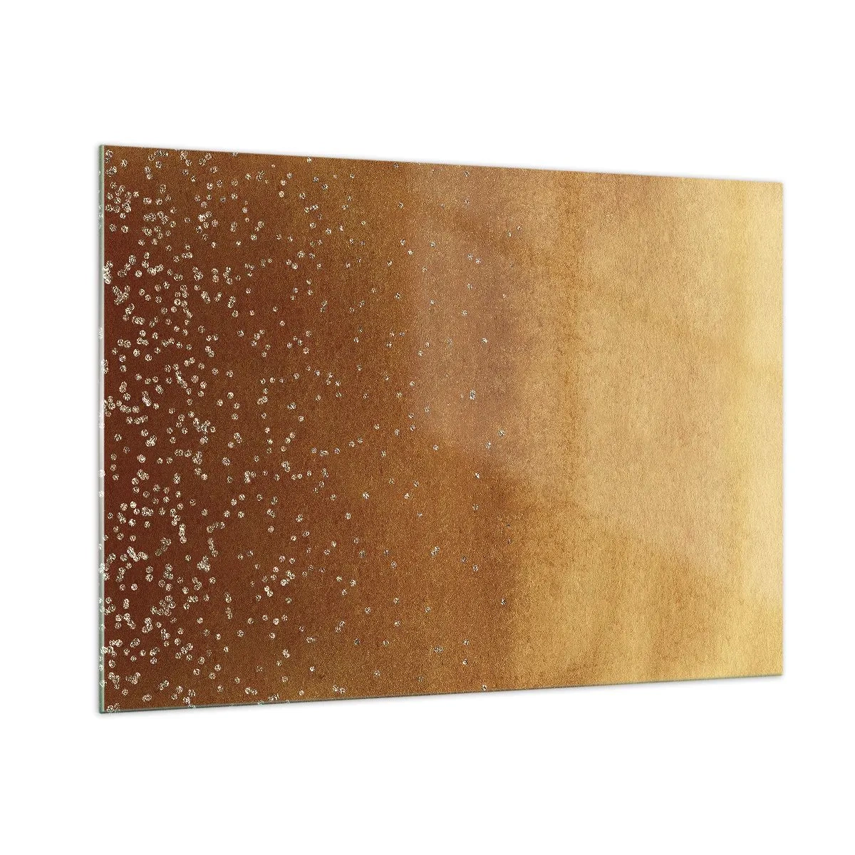 Quadro su vetro - Motivo astratto dorato con riflessi fini - 100x70cm - La nascita della luce - Decorazione murale moderna per soggiorno e camera da letto ARTTOR