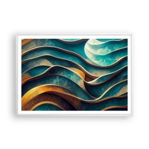 Poster in cornice bianca - I meandri del blu - 100x70 cm
