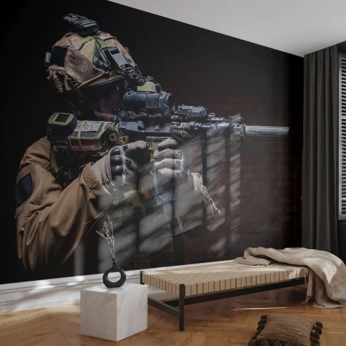 Fotomurali Autoadesivo Deluxe Sticker - Mortalmente efficace - Militare, Fucile, Arma - 350x256 cm