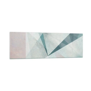 Quadro su vetro - Forme geometriche in tonalità pastello di blu e grigio - 160x50cm - Con calma ma dinamicamente - Decorazione murale moderna per soggiorno e camera da letto ARTTOR