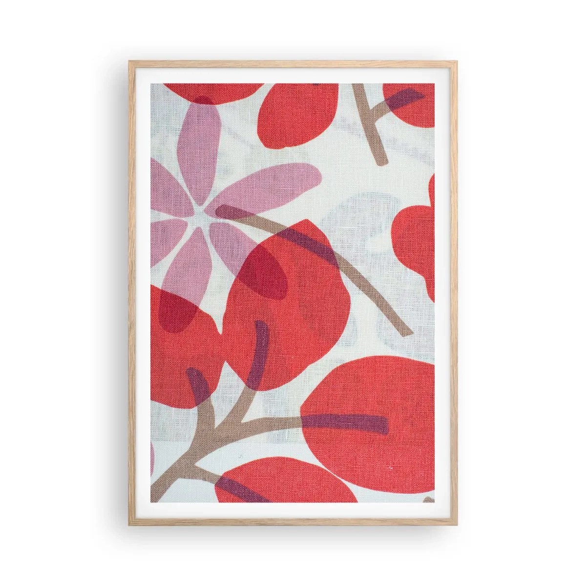Poster in cornice rovere chiaro - Composizione di fiori in rosa - 70x100 cm