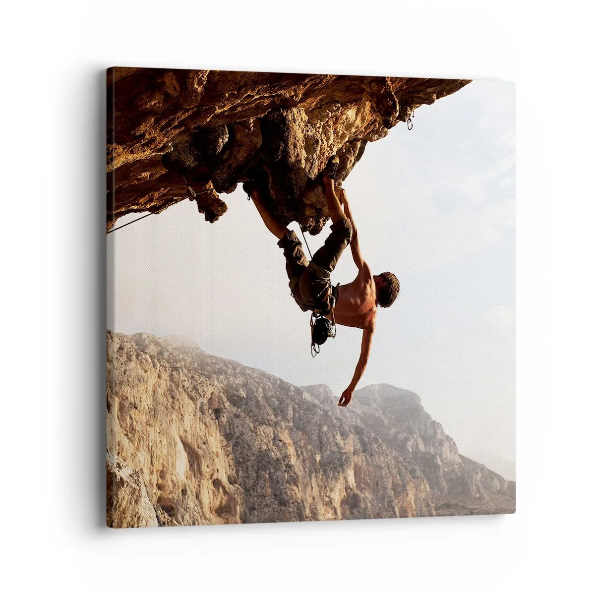 Quadro su tela - Stampe su Tela - Il mondo ristretto in una mano sul bordo del masso - 40x40 cm