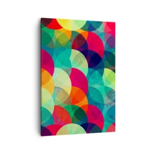 Quadro su tela - Stampe su Tela - Motivi geometrici colorati composti da cerchi e semicerchi - 50x70cm - Ascensione arcobaleno - Decorazione murale moderna per soggiorno e camera da letto ARTTOR