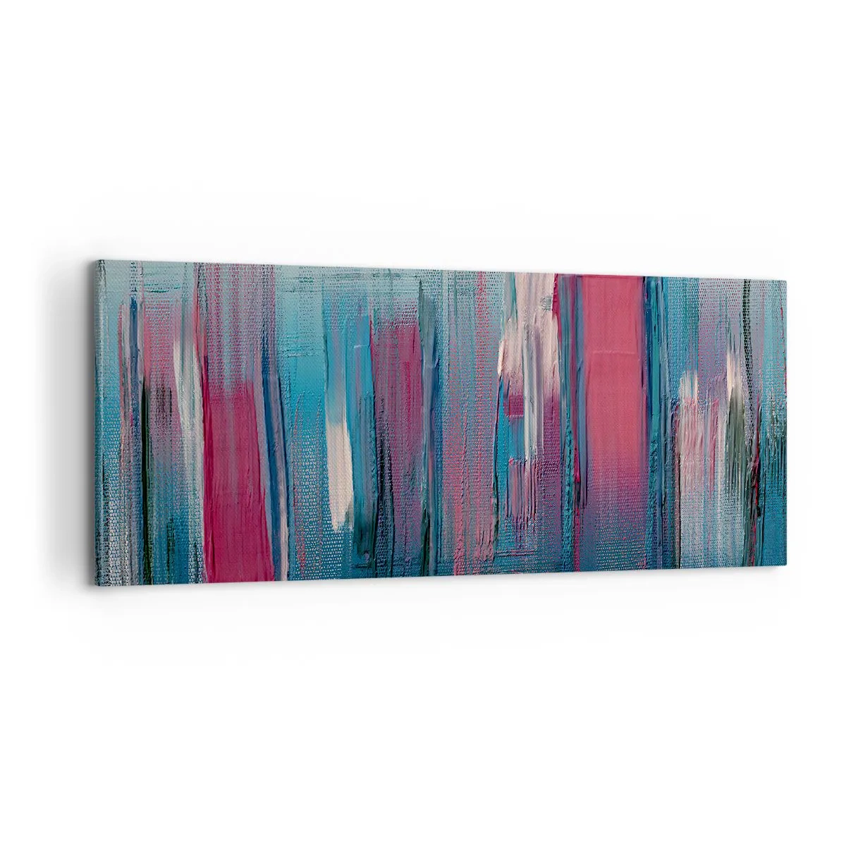 Quadro su tela - Stampe su Tela - Composizione verticale in blu e rosso - 100x40 cm
