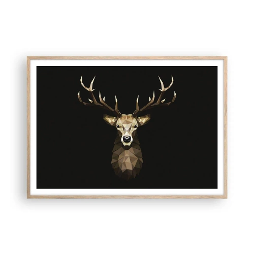 Poster in cornice rovere chiaro - Cervo cubista - 100x70 cm