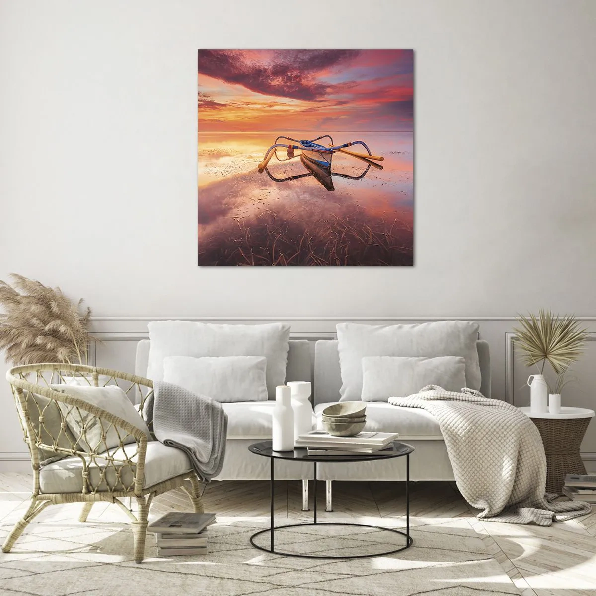 Quadro su vetro - La pace della sera tropicale - 30x30 cm