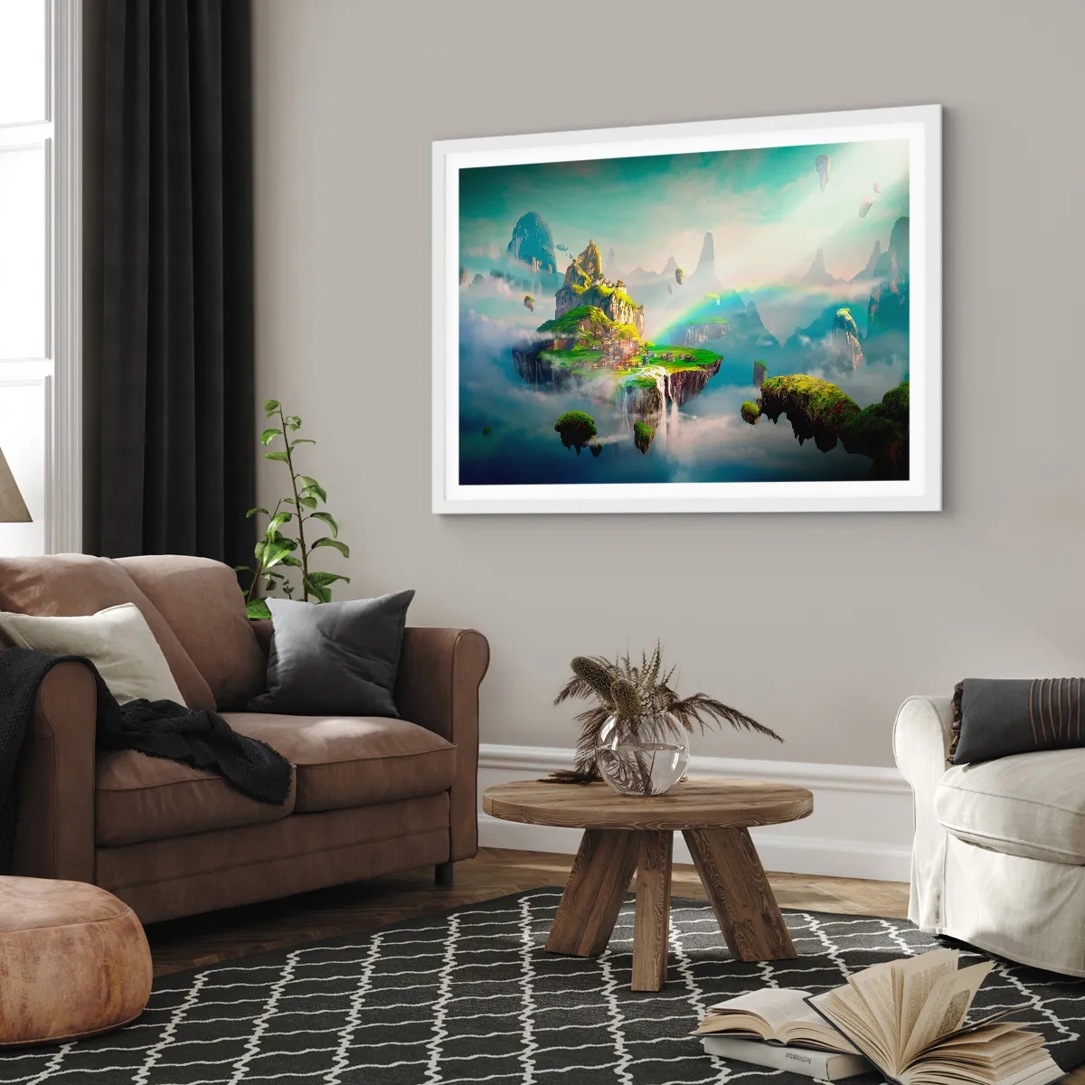 Poster in cornice bianca - In mezzo al cielo: isole fortunate - 50x40 cm