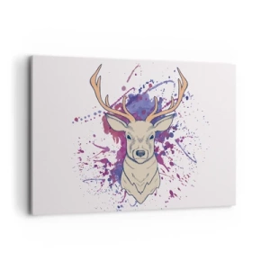 Quadro su tela - Stampe su Tela - Ritratto di un cervo con macchie astratte sullo sfondo - 120x80cm - Coraggio ed equilibrio - Decorazione murale moderna per soggiorno e camera da letto ARTTOR