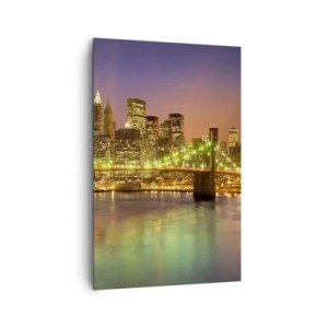 Quadro su tela - Stampe su Tela - Ponte illuminato in una città moderna di notte - 80x120cm - Qui la luce non si spegne mai - Decorazione murale moderna per soggiorno e camera da letto ARTTOR