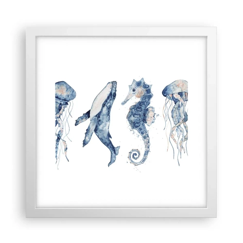 Poster in cornice bianca - Meraviglie del mare - 30x30 cm