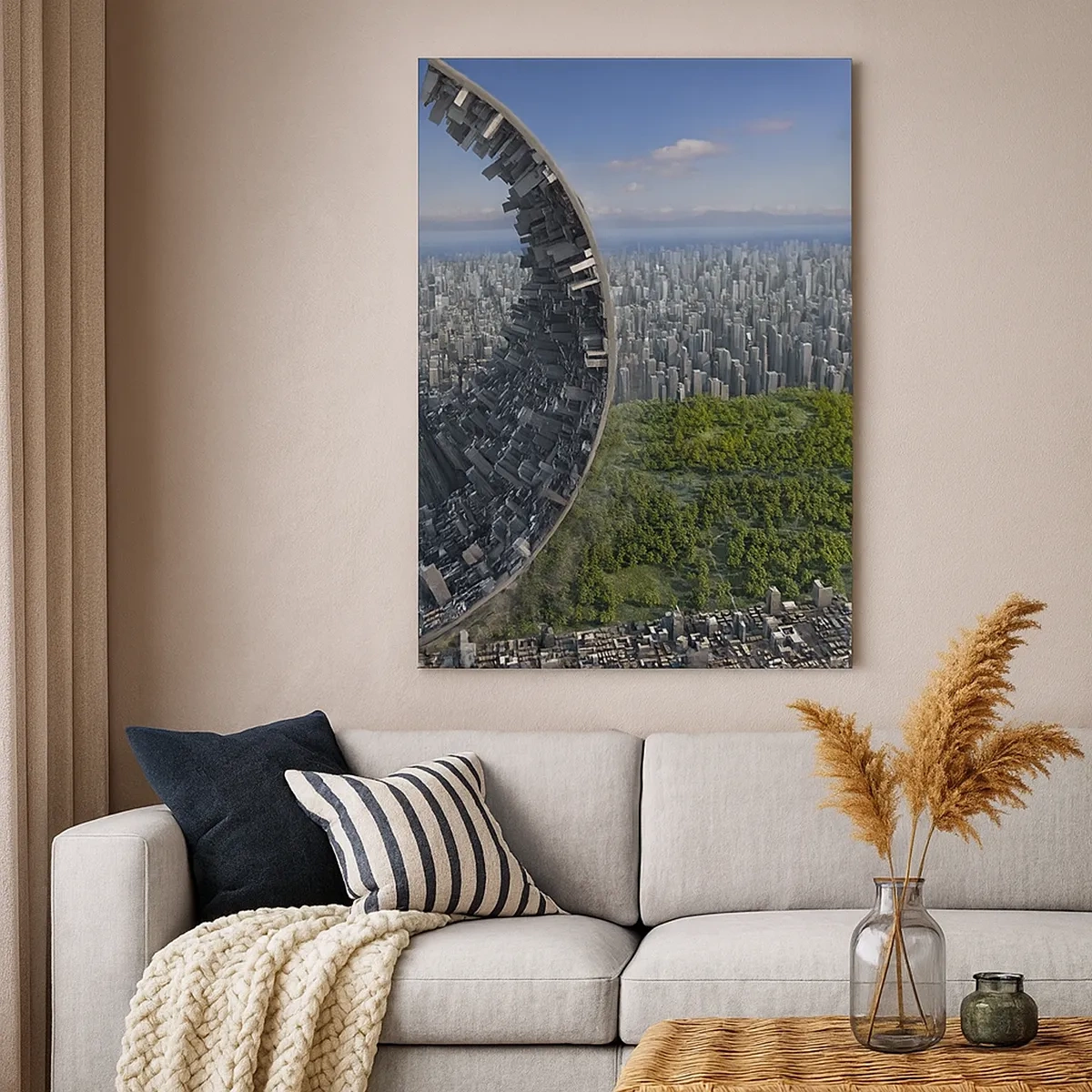 Quadro su tela - Stampe su Tela - Una città dinamica con un tocco surreale - 50x70cm - La natura è eterna - Decorazione murale moderna per soggiorno e camera da letto ARTTOR