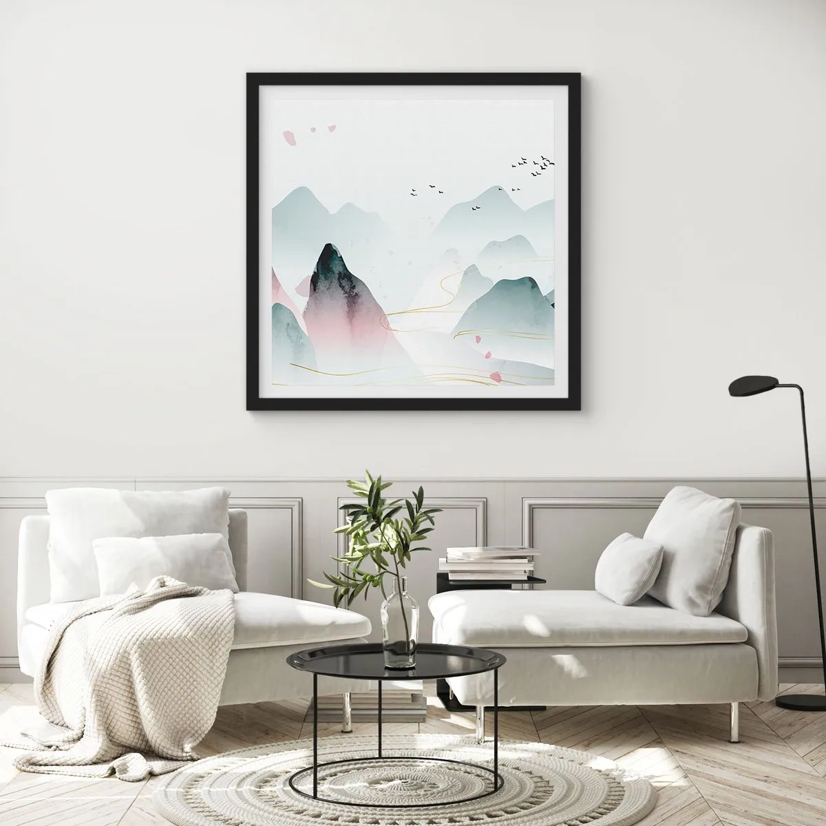 Poster in cornice nera - Oltre le cime - 60x60 cm