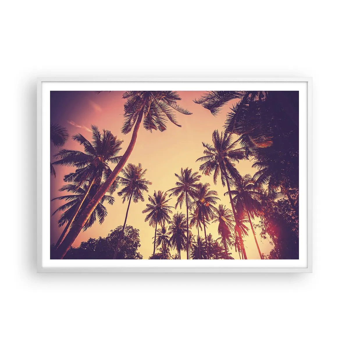 Poster in cornice bianca - Composizione tropicale - 100x70 cm