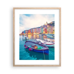 Poster in cornice rovere chiaro - Sera colorata nel porto - 40x50 cm