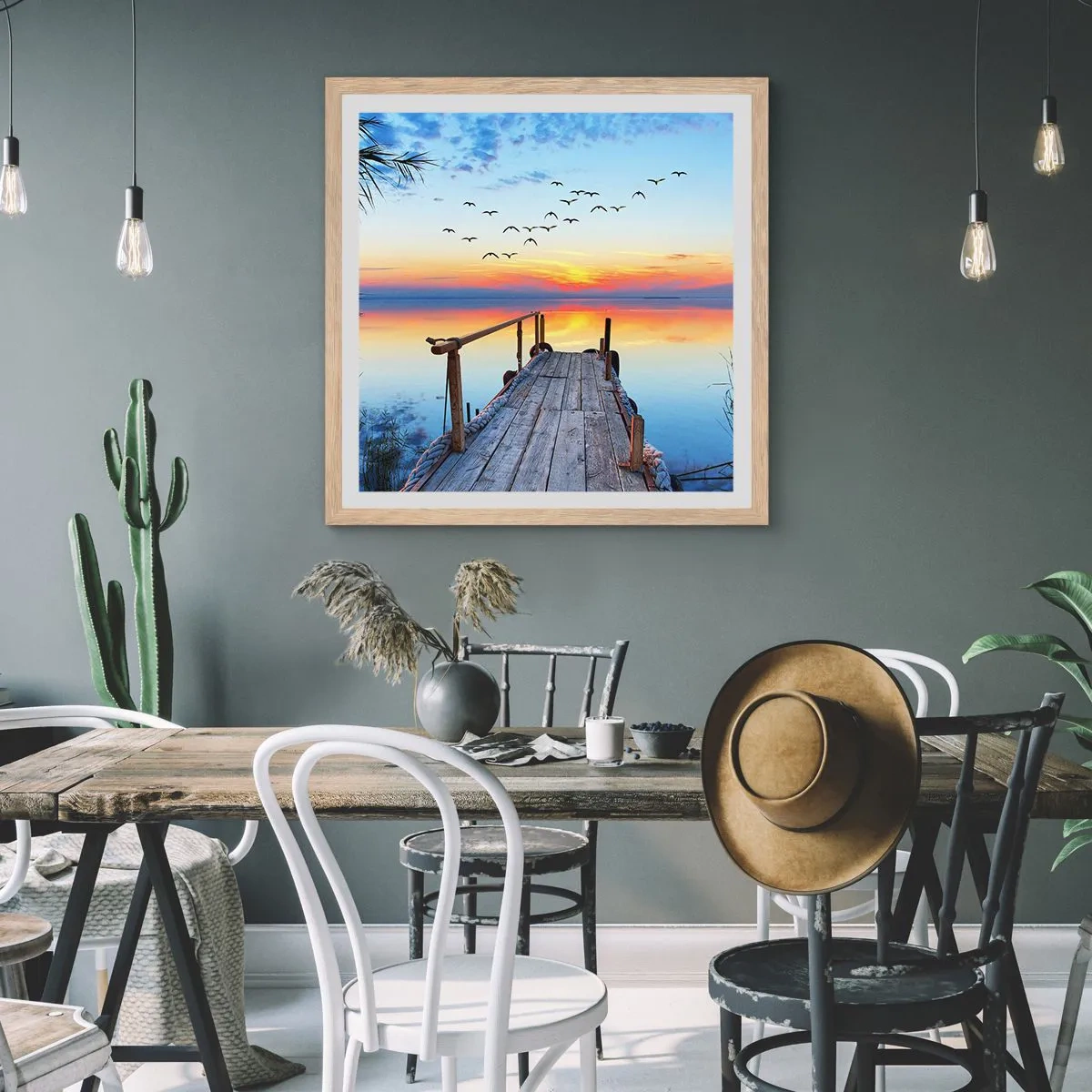 Poster in cornice rovere chiaro - Il tempo del ritorno - 40x40 cm