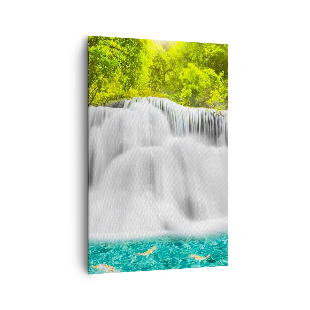 Quadro su tela - Stampe su Tela - Una cascata in una foresta tropicale con acqua turchese - 80x120cm - Cascata spumeggiante dal verde all'azzurro - Decorazione murale moderna per soggiorno e camera da letto ARTTOR