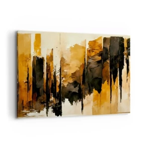 Quadro su tela - Stampe su Tela - Strisce astratte dorate e nere in una composizione artistica - 120x80cm - Armonia di nero e oro - Decorazione murale moderna per soggiorno e camera da letto ARTTOR