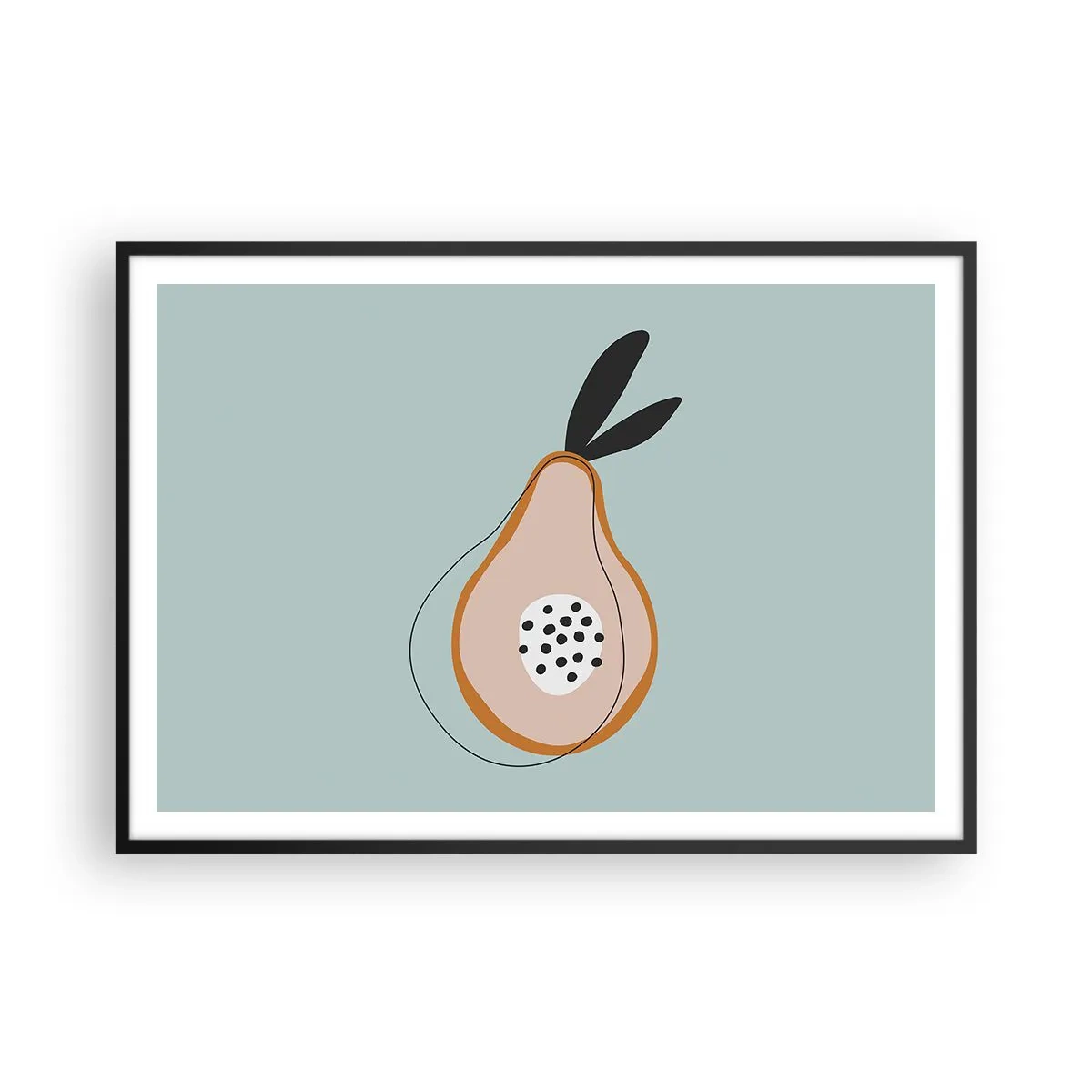 Poster in cornice nera - Pera astratta su sfondo chiaro - 100x70cm - Penetrare la natura delle cose - Decorazione murale moderna per soggiorno e camera da letto ARTTOR