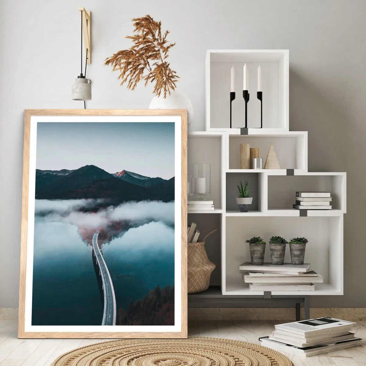 Poster in cornice rovere chiaro - Sull'acqua liscia come uno specchio - 50x70 cm