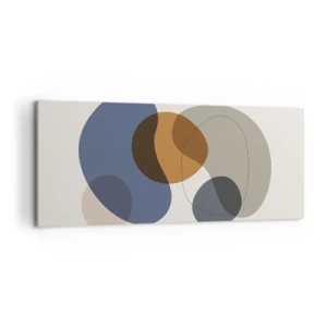 Quadro su tela - Stampe su Tela - Forme astratte colorate nelle tonalità del blu e del marrone - 120x50cm - Gocce di colore - Decorazione murale moderna per soggiorno e camera da letto ARTTOR