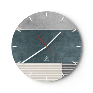 Orologio da parete - Orologio in Vetro - Composizione geometrica con strisce orizzontali - 30x30cm - Composizione orizzontale  - Decorazione murale moderna per soggiorno, cucina e camera da letto ARTTOR