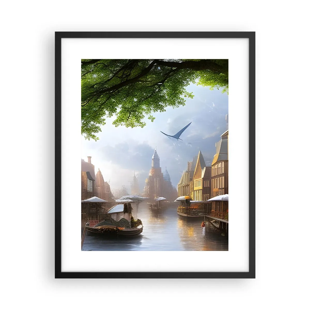 Poster in cornice nera - Paesaggio urbano olandese - 40x50 cm