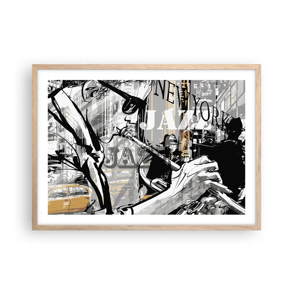 Poster in cornice rovere chiaro - Al ritmo di New York - 70x50 cm