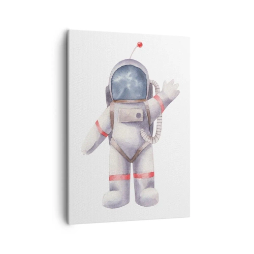 Quadro su tela - Stampe su Tela - Astronauta in stile acquerello su sfondo bianco - 50x70cm - Ci vediamo! - Decorazione murale moderna per soggiorno e camera da letto ARTTOR