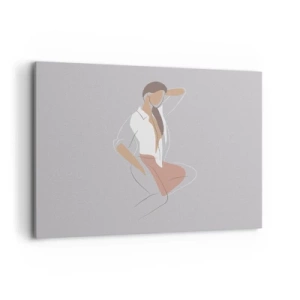 Quadro su tela - Stampe su Tela - Un ritratto minimalista di una donna in colori pastello. - 100x70cm - Profilo di bellezza - Decorazione murale moderna per soggiorno e camera da letto ARTTOR