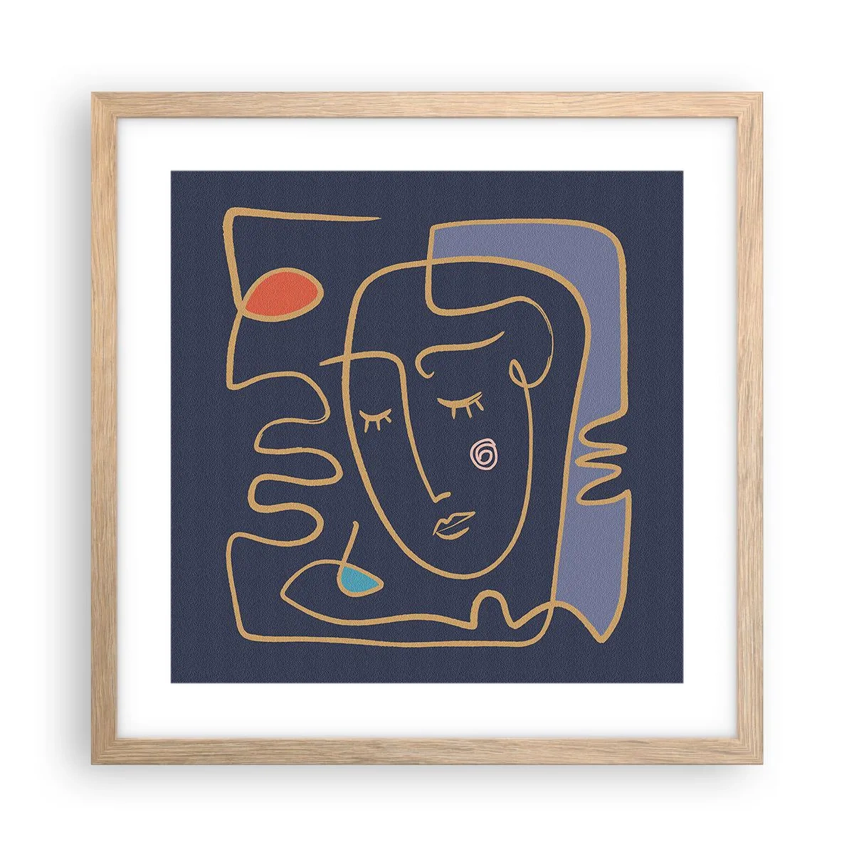 Poster in cornice rovere chiaro - Pensierosa - 40x40 cm