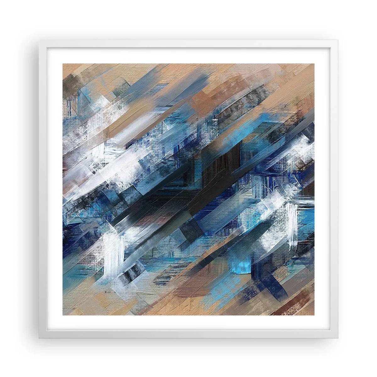 Poster in cornice bianca - Sulla diagonale blu - 60x60 cm