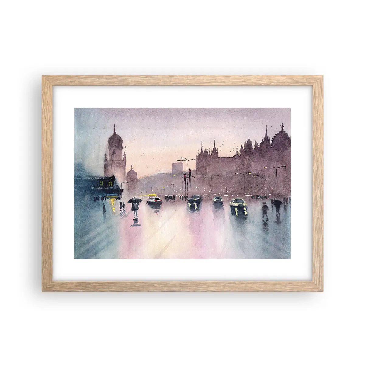 Poster in cornice rovere chiaro - Nella nebbia piovigginosa - 40x30 cm