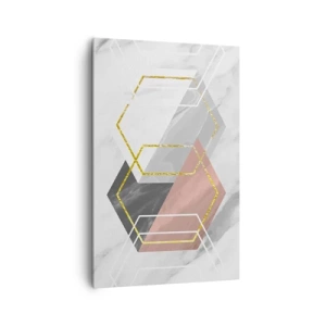 Quadro su tela - Stampe su Tela - Figure geometriche con accenti in oro e marmo - 80x120cm - Composizione a catena - Decorazione murale moderna per soggiorno e camera da letto ARTTOR