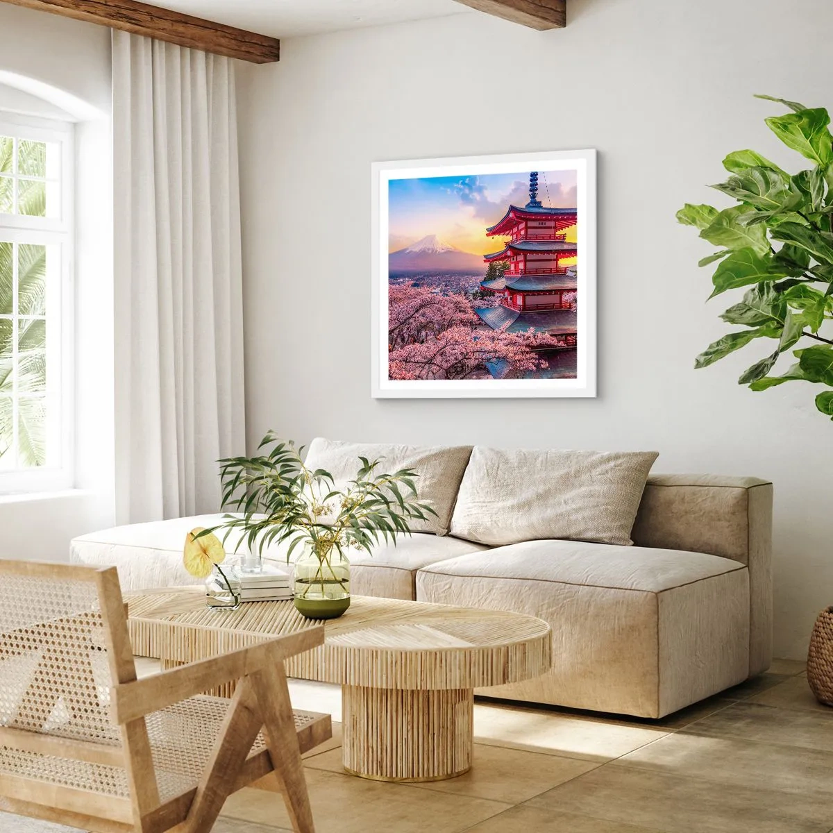 Poster in cornice bianca - L'essenza dell'anima giapponese - 60x60 cm
