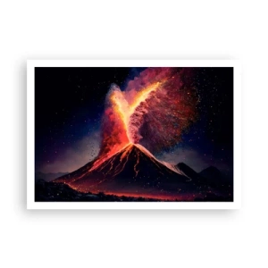 Poster - Un'eruzione vulcanica unica di notte con colori dinamici. - 100x70cm - Bellezza e minaccia - Decorazione murale moderna per soggiorno e camera da letto ARTTOR