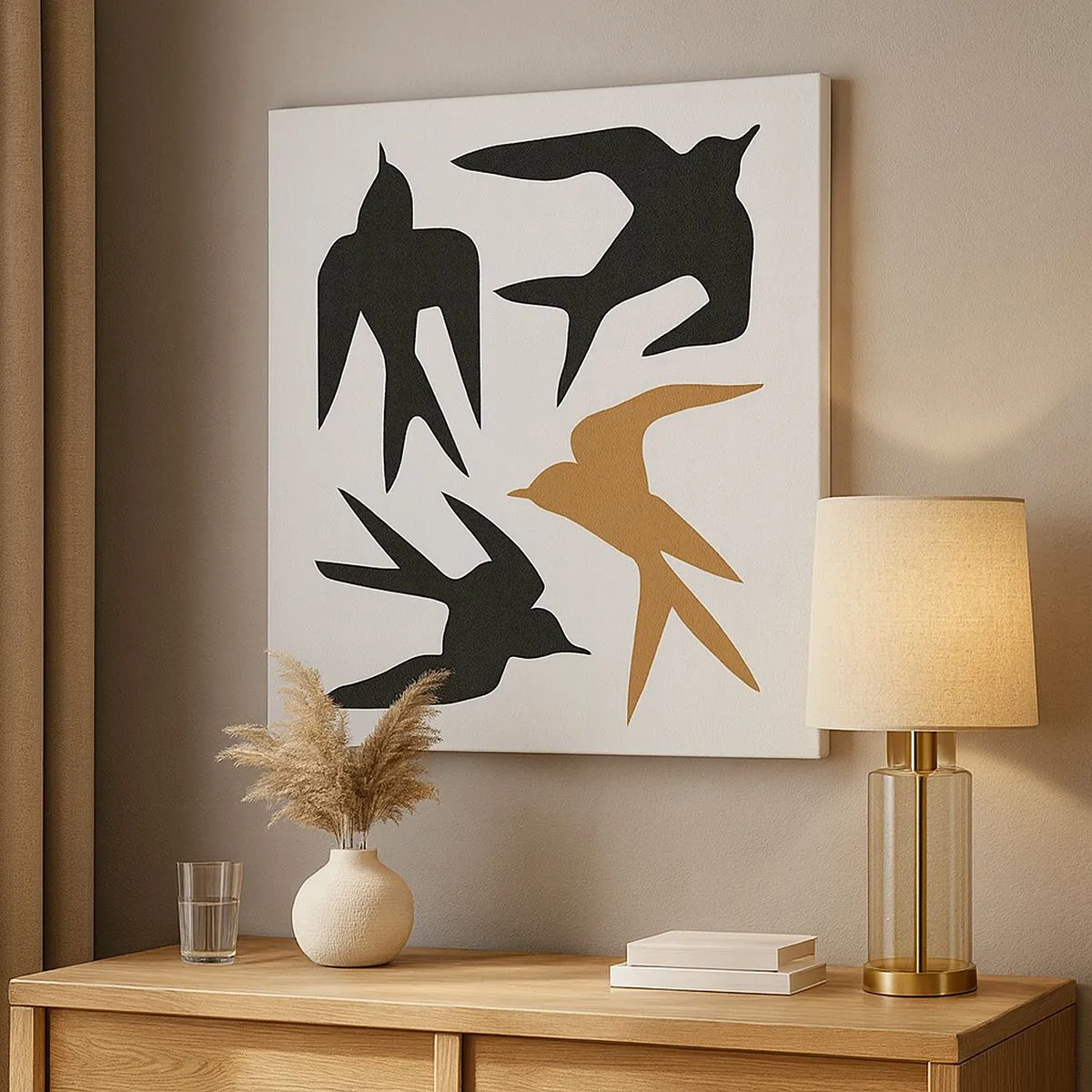 Quadro su tela - Stampe su Tela - Giochi di rondini - 30x30 cm