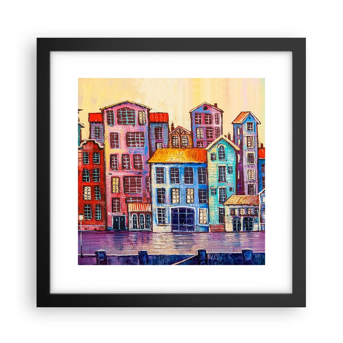 Poster in cornice nera - Una città da favola - 30x30 cm