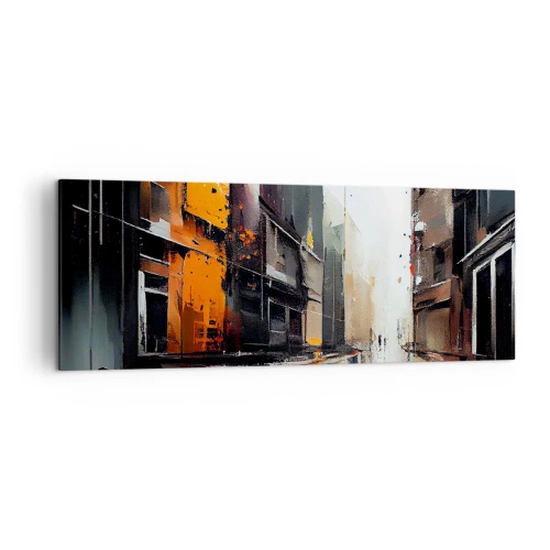 Quadro su tela - Stampe su Tela - Vista astratta di una strada cittadina sotto la pioggia - 140x50cm - Un giorno di pioggia - Decorazione murale moderna per soggiorno e camera da letto ARTTOR
