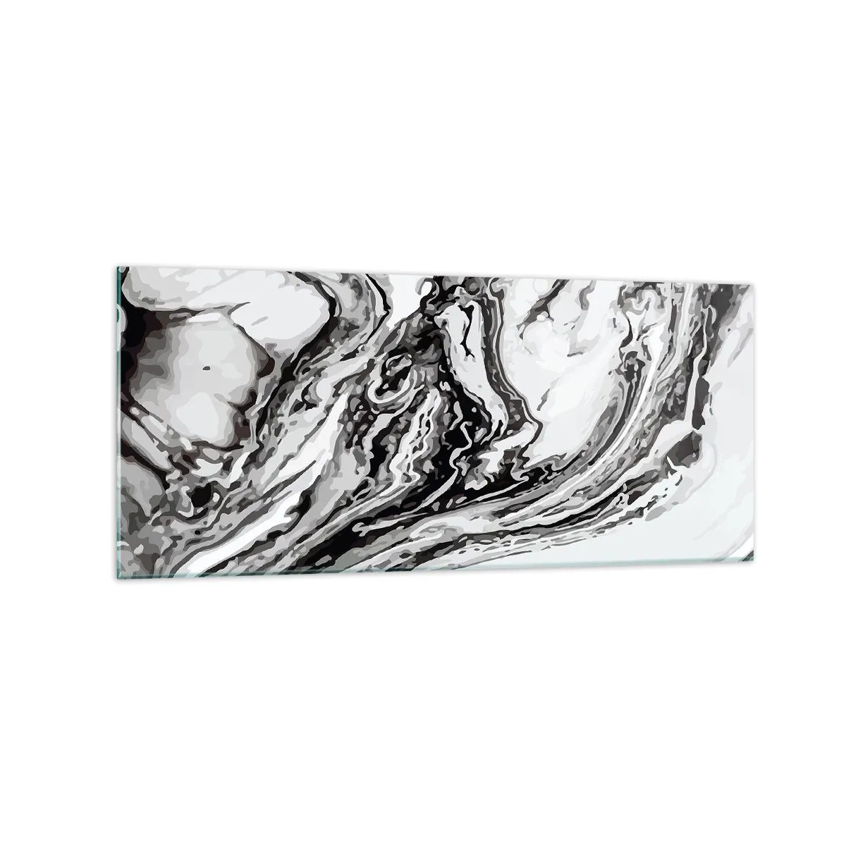 Quadro su vetro - Motivo astratto in marmo in bianco e nero - 120x50cm - All'inizio vi era il caos - Decorazione murale moderna per soggiorno e camera da letto ARTTOR