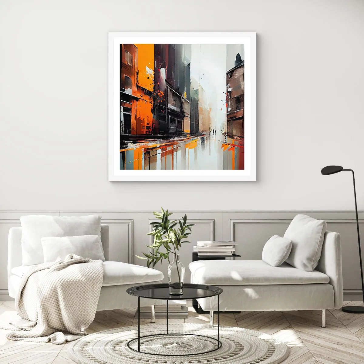 Poster in cornice bianca - Un giorno di pioggia - 40x40 cm