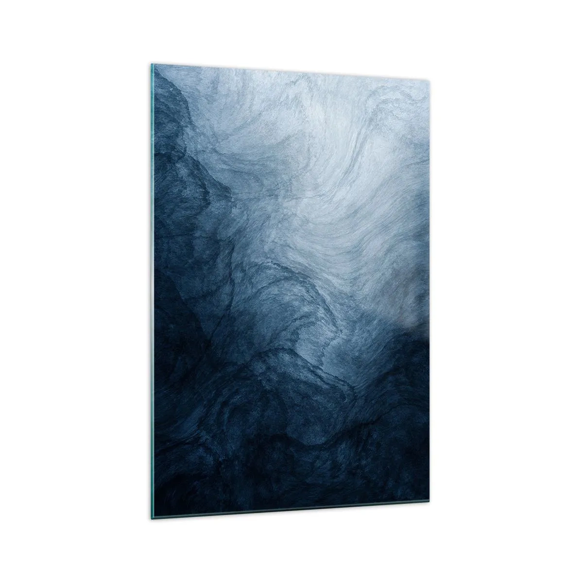 Quadro su vetro - Una composizione astratta nei toni del blu e del blu navy. - 70x100cm - Arrivando in profondità - Decorazione murale moderna per soggiorno e camera da letto ARTTOR