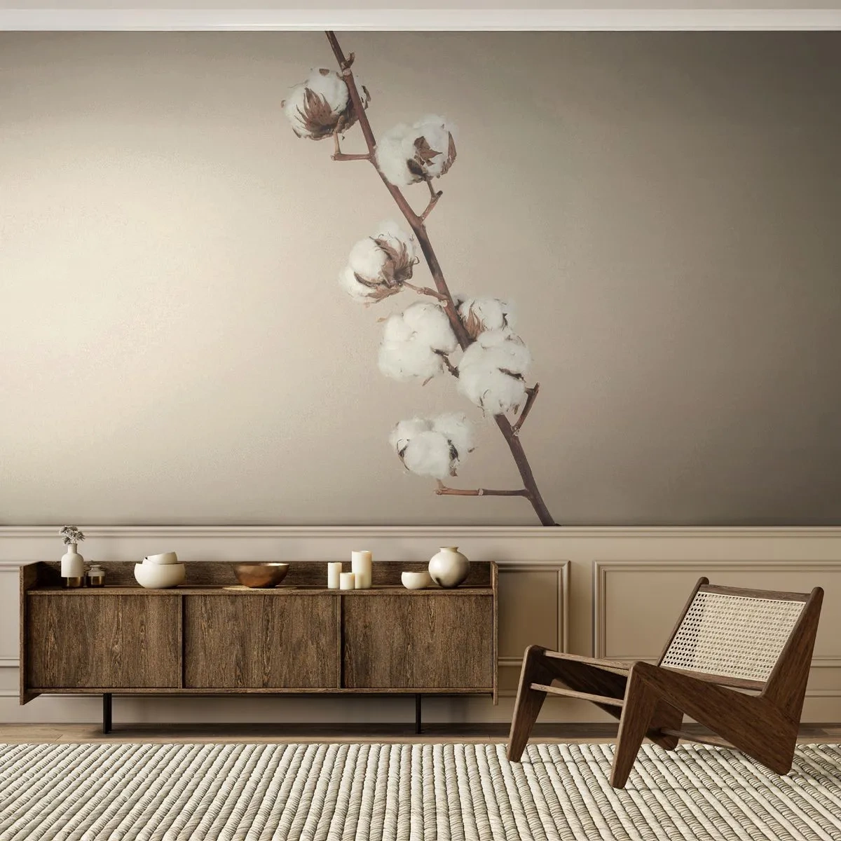 Fotomurali Premium Sand - Alla fonte della morbidezza - Fiore di cotone, Natura, cotone - 300x210 cm