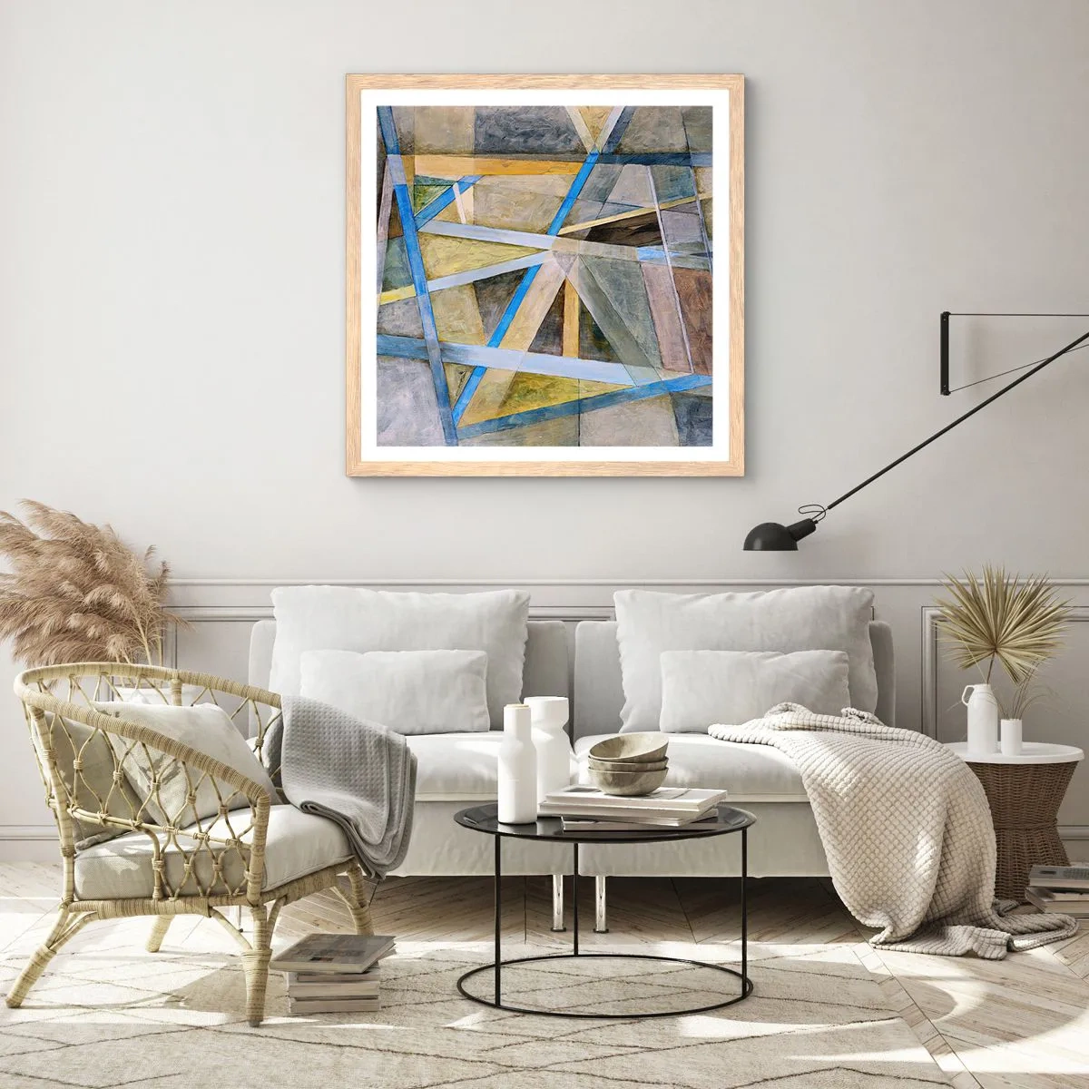 Poster in cornice rovere chiaro - Dritto o obliquo? - 40x40 cm