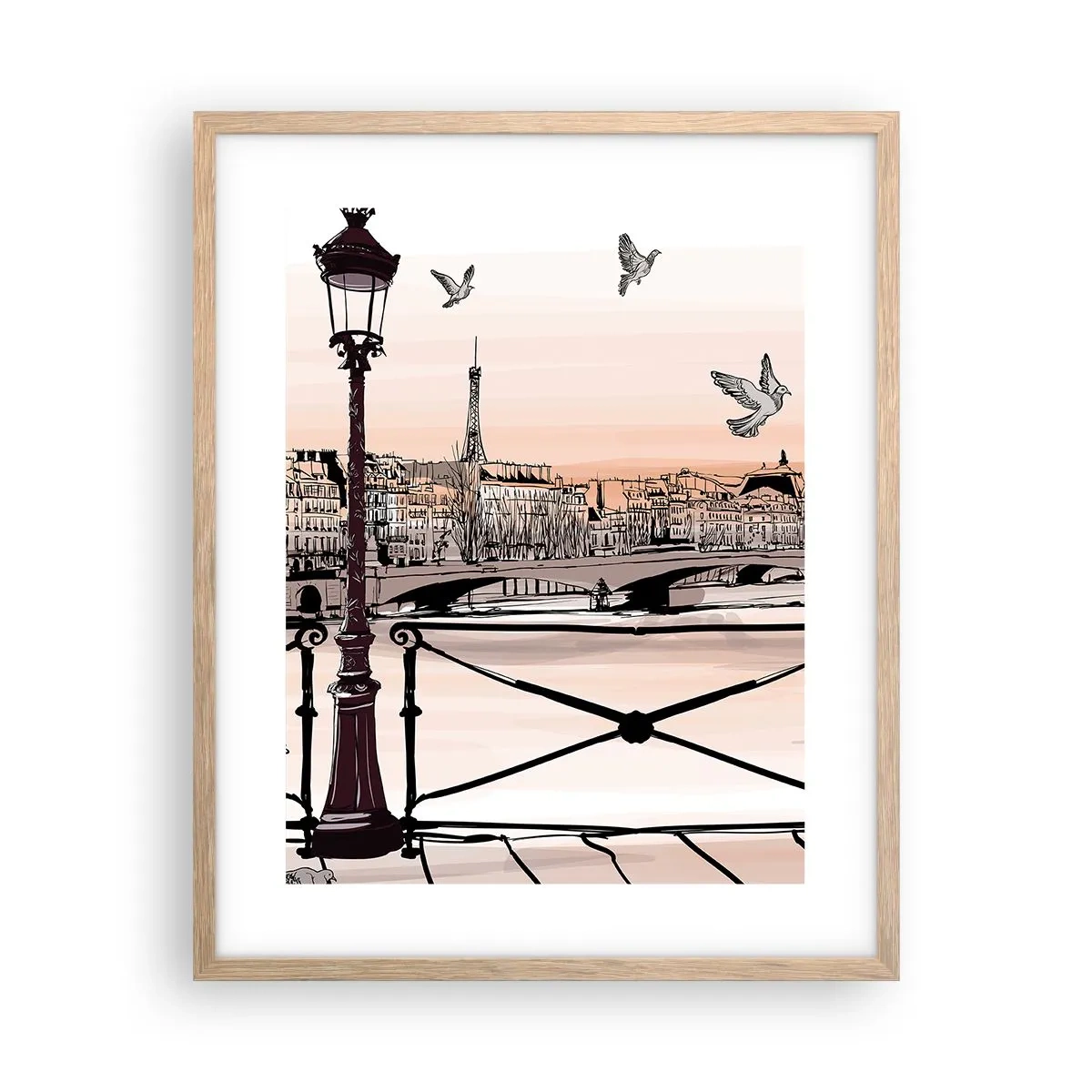 Poster in cornice rovere chiaro - Sui tetti di Parigi - 40x50 cm