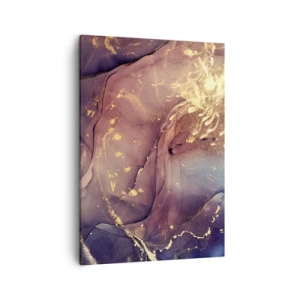 Quadro su tela - Stampe su Tela - Composizione astratta con sfumature di oro e viola - 50x70cm - Materia e spirito - Decorazione murale moderna per soggiorno e camera da letto ARTTOR
